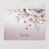 Moderne Roze Witte Bloemige Ansichtkaart