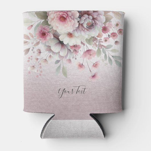 Moderne roze witte bloemige Koelbox Blikjeskoeler (Voorkant)