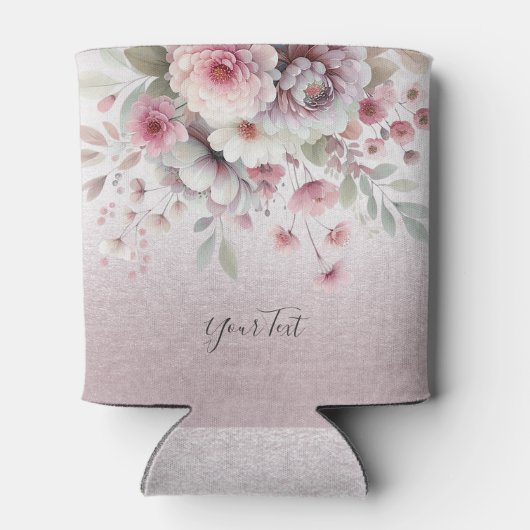 Moderne roze witte bloemige Koelbox Blikjeskoeler (Achterkant)