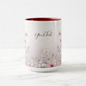Moderne roze witte bloemige koffiemok mok (Midden)