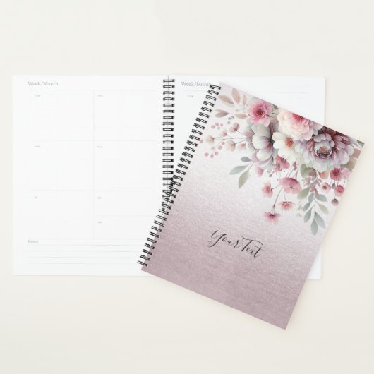 Moderne Roze Witte Bloemige Trouwplanner Planner (Display)