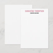 Moderne Roze, Witte en Zwarte Nota Kaart (Voorkant / Achterkant)