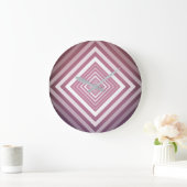 Moderne Roze & Witte Gradatie Vierkanten Grote Klok (Huis)