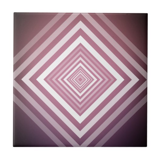 Moderne Roze & Witte Gradatie Vierkanten Tegeltje (Voorkant)