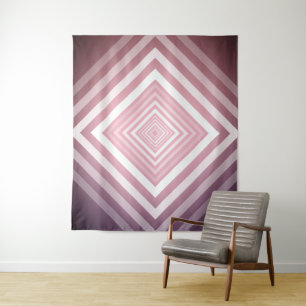 Moderne Roze & Witte Gradatie Vierkanten Wandkleed