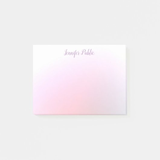 Moderne roze witte legante professionele Sjabloon Post-it® Notes (Voorkant)