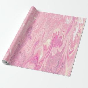 Moderne roze Witte Marmerende Verf Abstract Ontwer Cadeaupapier