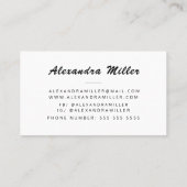 Moderne roze witte minimale vetgedrukte script kap visitekaartje (Achterkant)