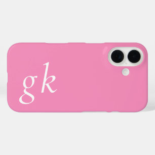 Moderne Roze Witte Monogram Naam iPhone 16 Hoesje