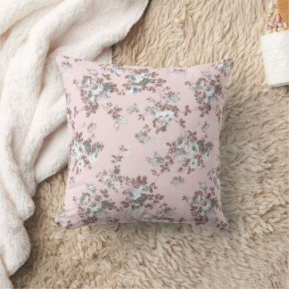 Moderne roze witte roos gouden glitters bloemig kussen