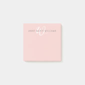 Moderne Roze Witte Script Monogram Post-it® Notes (Voorkant)