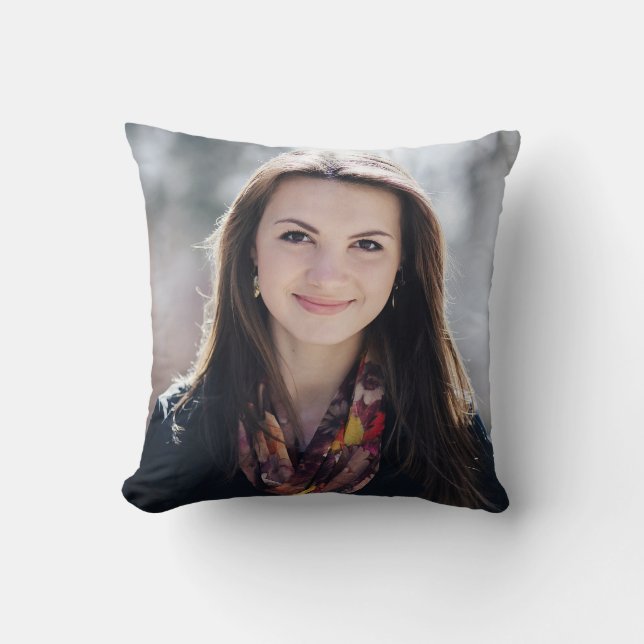 Moderne Roze Witte Streep Afstudeerfoto  Kussen (Voorkant)