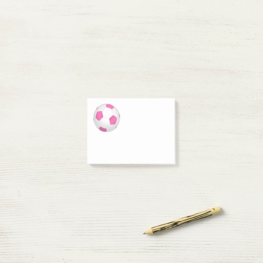 Moderne roze witte voetbal post-it® notes (Op bureau)