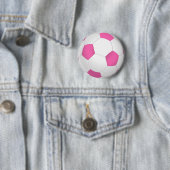 Moderne roze witte voetbal ronde button 5,7 cm (In situ)