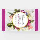 Moderne Roze & Witte Waterverf Bloemen Feest Spandoek (Horizontaal)