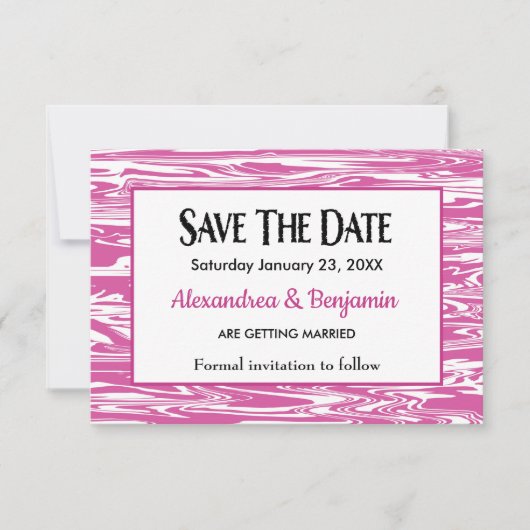 Moderne roze witte Waterverf bruiloft personaliser Save The Date (Voorkant)