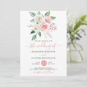 Moderne roze witte Waterverf Kaart (Staand voorkant)