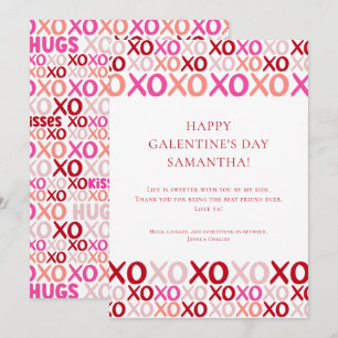 Moderne Roze XOXO Beste Vriendin Bff Galentine's D Feestdagenkaart