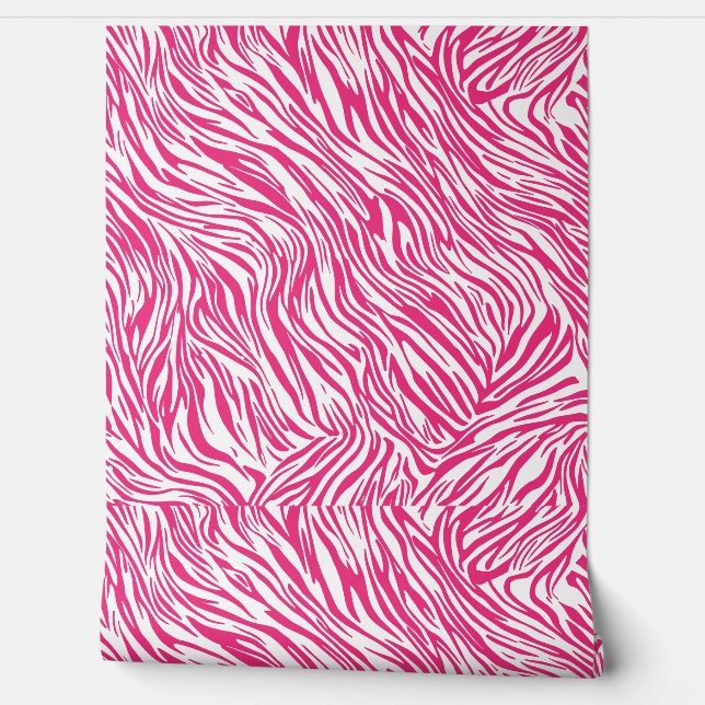 Moderne roze zebraprint behang (Afrollen)