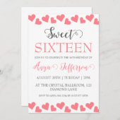 moderne roze zoete 16 verjaardagsuitnodigingen kaart (Voorkant / Achterkant)
