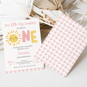 Moderne Roze Zon Kleine Miss Zonneschijn 1e Verjaa Kaart