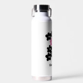 Moderne Roze Zwarte Bloemprint Waterfles (Voorkant)