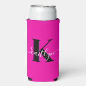 Moderne Roze Zwarte Script Monogram (Seltzer Voorkant)