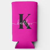 Moderne Roze Zwarte Script Monogram (Voorkant)