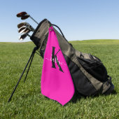 Moderne Roze Zwarte Script Monogram Golfhanddoek (Groen)