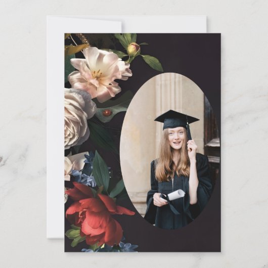 Moderne Rozen Afstuderen Uitnodiging Sjabloon (Achterkant)