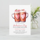 Moderne Rozen Bier Galentine's Day Party Kaart (Staand voorkant)