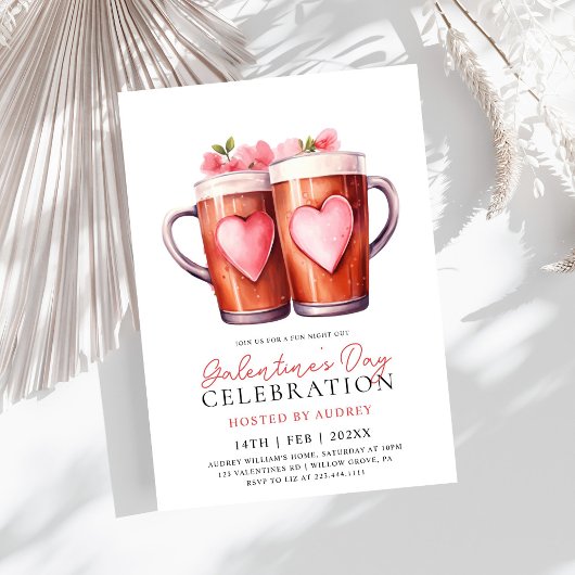 Moderne Rozen Bier Galentine's Day Party Kaart