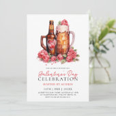 Moderne Rozen Bier Galentine's Day Party Kaart (Staand voorkant)