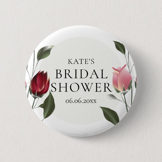 Moderne Rozen Bruiloft Borrel Ronde Button 5,7 Cm (Voorkant)