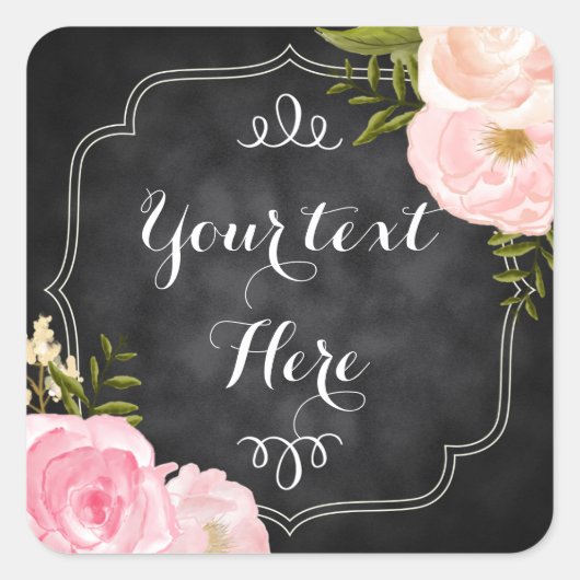 Moderne  Rozen Chalkboard Custom Favor Vierkante Sticker (Voorkant)