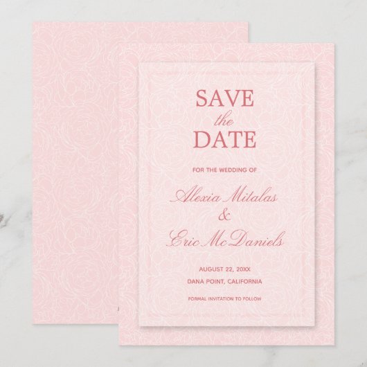 Moderne Rozen Chous Wedding Save The Date (Voorkant / Achterkant)