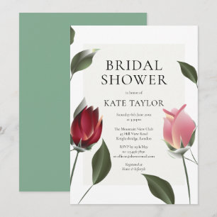 Moderne Rozen Floral Bridal Shower Invitation Kaart