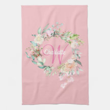 Moderne Rozen Roze Initiaal-monogram