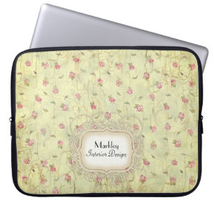 Moderne Rozen Tea Sined Aged Crackle Laptop Sleeve