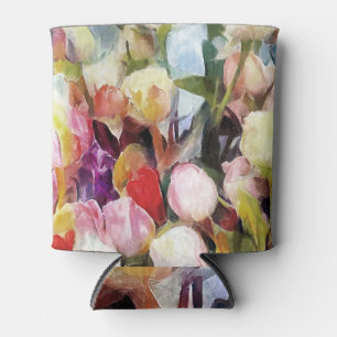 Moderne Rozen Tulpen Boeket: Abstract olieverfschi Blikjeskoeler