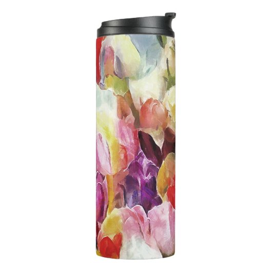 Moderne Rozen Tulpen Boeket: Abstract olieverfschi Thermosbeker (Gedraaid links)