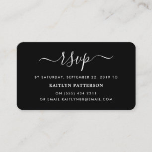 Moderne RSVP in zwart-wit en eenvoudig script Informatiekaartje
