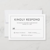 Moderne RSVP-Kaart met zwarte en witte bruiloft RSVP Kaartje (Voorkant)