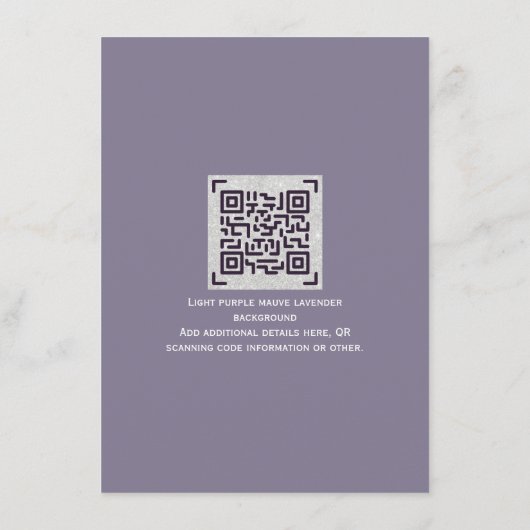 Moderne RSVP met QR-CODE - ELKE KLEUR Informatiekaartje (Achterkant)