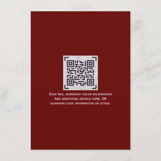 Moderne RSVP met QR-CODE - ELKE KLEUR Informatiekaartje (Achterkant)