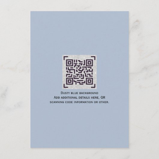 Moderne RSVP met QR-CODE - ELKE KLEUR Informatiekaartje (Achterkant)