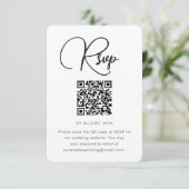 Moderne RSVP met zwart en wit huwelijk met QR-code (Staand voorkant)