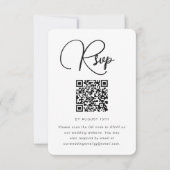 Moderne RSVP met zwart en wit huwelijk met QR-code (Voorkant)