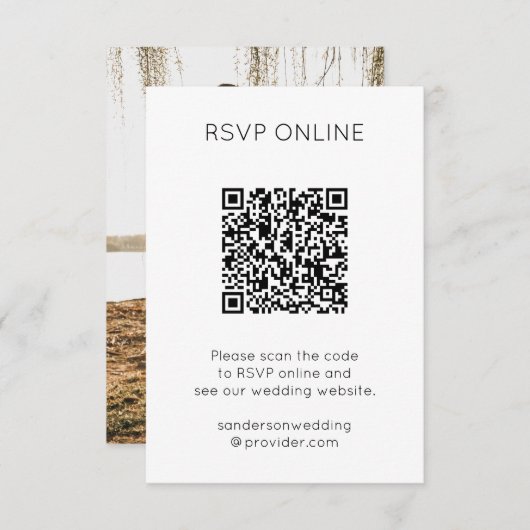 Moderne RSVP Online QR Code Foto Informatiekaartje (Voorkant / Achterkant)