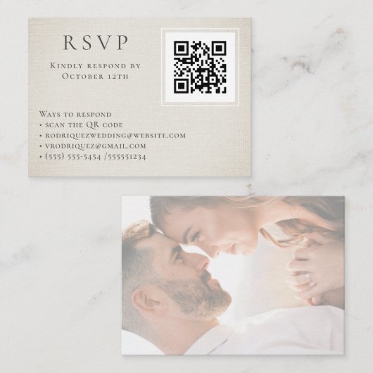 Moderne RSVP Online QR Code Photo Enclosure Kaart (Voorkant / Achterkant)